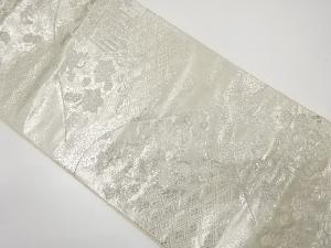 アンティーク　山並に御所車・秋草模様織り出し袋帯（着用可）